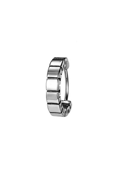 northstarshop Classic Square Striped Modern Design Hoop Snap 316l Steel Men's Earrings (single)