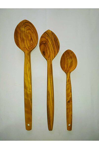 naturalife طقم ملاعق زيتون مصنوع يدويًا مكون من 3 قطع