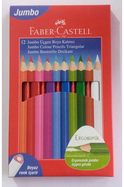 Faber Castell قلم طلاء جامبو مثلث بالحجم الكامل 12 لونًا