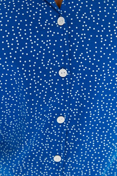 Trendyol Curve Σετ Πιτζάμες Πλεκτές Πουτζάμες Πουκά Σακς - TBBSS22PT0707