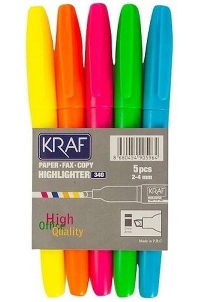 KRAF Highlighter Pen Pen Type 340 5 Pieces