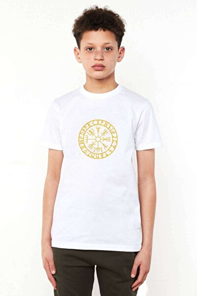 QIVI Viking Compass Logo Štampano Unisex Kids White Tshirt