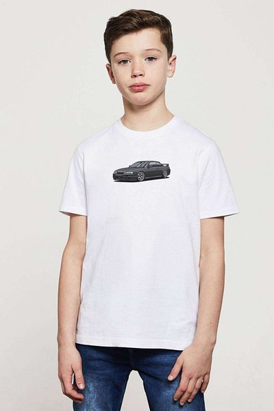 QIVI Tricou alb pentru copii unisex cu imprimeu Nissan Silvia S14