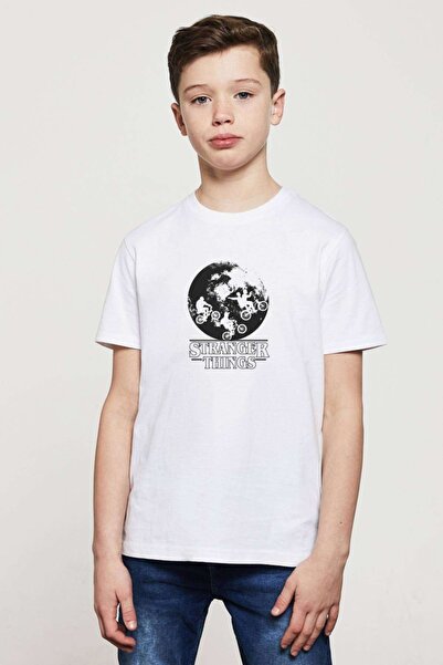 QIVI Stranger Things Bikes World Štampano Unisex dečija bela majica