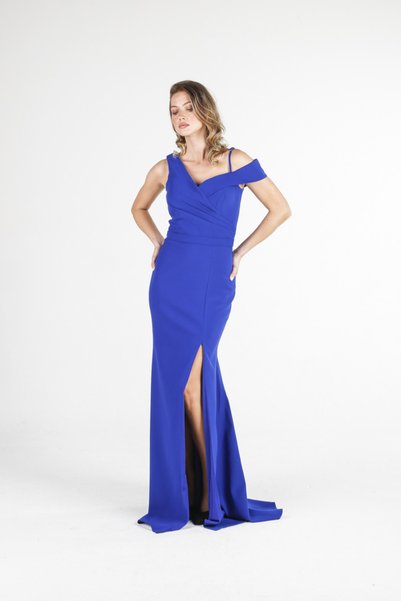 ALİS DRESS Saks Mavi Tek Omuz Balık Elbise