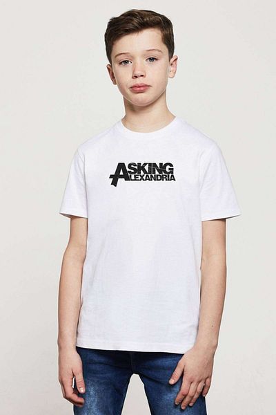 QIVI Tricou cu imprimeu cu logo Alexandria alb pentru copii unisex