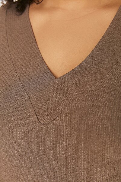 Trendyol Curve Πλεκτό φόρεμα Mink Straight Cut TBBSS22EL2365