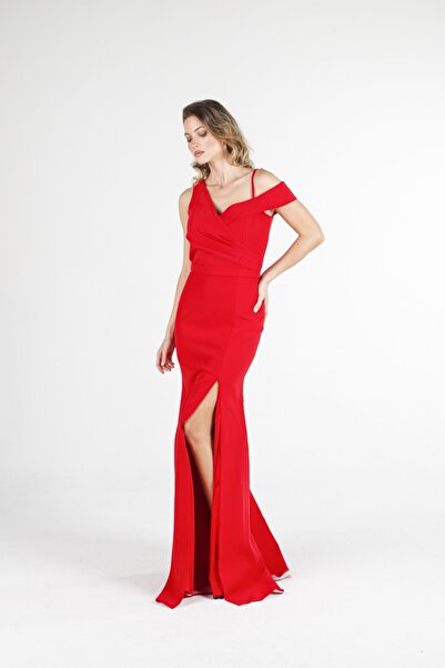 ALİS DRESS Kırmızı Tek Omuz Balık Elbise