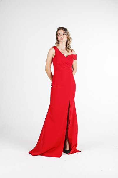 ALİS DRESS Kırmızı Tek Omuz Balık Elbise
