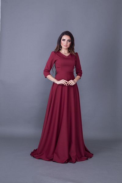 Bidoluelbise Women's Burgundy Maxi Length V-Neck Dress