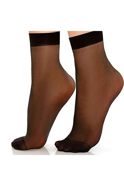 Meguca Socks Дамски черни 15 блестящи тънки чорапа 3 чифта
