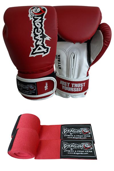 Dragondo Attack Boxing Gloves Kick Boxing Muay Thai Boxing Gloves And Bandage Set of 2