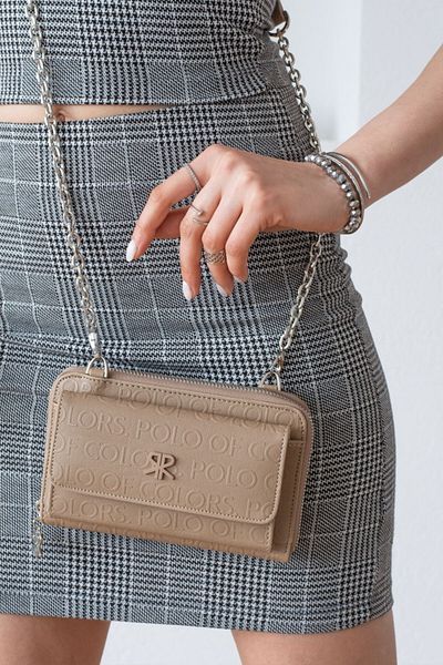 ImPolo Farah Mink Print Women's Wallet and Shoulder Bag Size 14X20