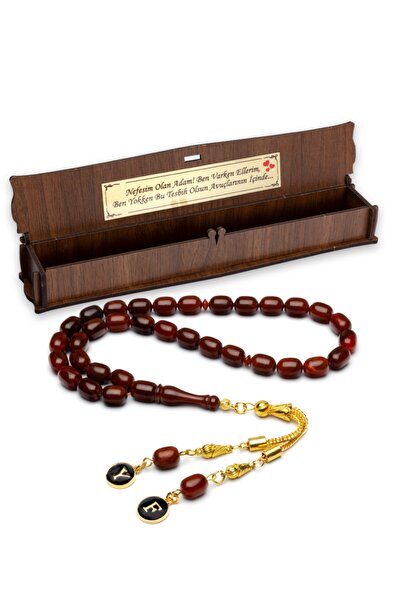 OTTOTESBİH Mărgele de rugăciune din chihlimbar cu ciucuri cu litere