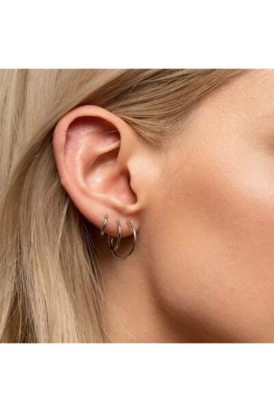 Jaida Moda أقراط نسائية فضية اللون من الفولاذ الجراحي 3 قطع