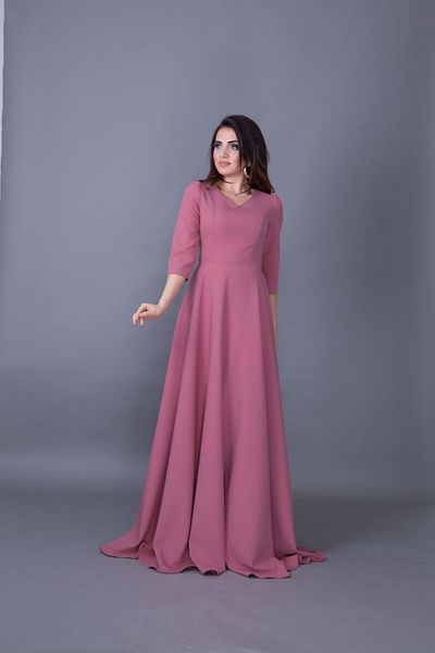 Bidoluelbise Women's Rose Course Maxi Length V-Neck Dress