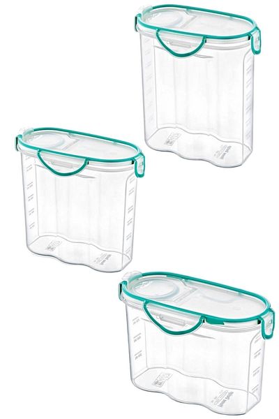 Buffer ® Locked Lid Gasketed Air, Water, Liquid Proof 2.4 Lt+1.7lt+1.2 Lt Food Storage Container