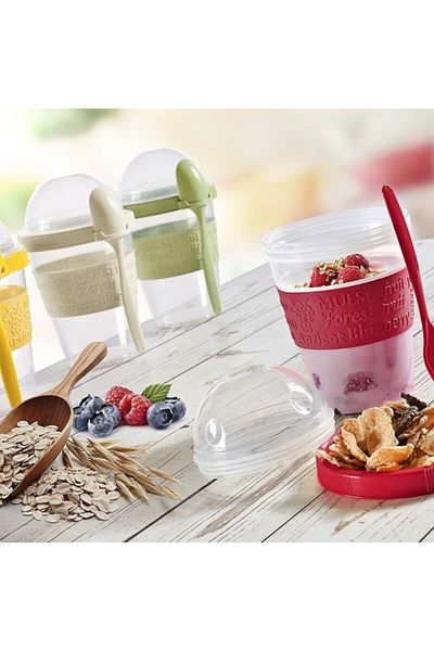 Titiz Take'n Go Take'n Go Yoghurt Container with Lid, Spoon and Prepare and Go Bowl