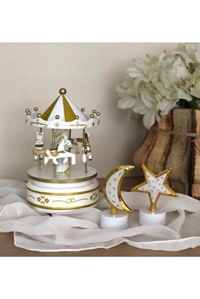 MİACO Nostaljik Atlı Karınca Müzik Kutusu Ve Mini Ay Ve Yıldız Gece Lambası