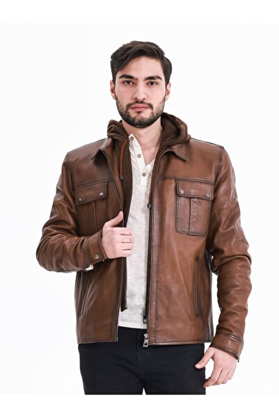 YÜCE DERİ Hakiki Taba Erkek Deri Ceketi
