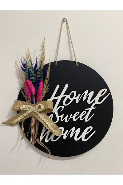 HOBİ55 Στολίδι Ξύλινης Πόρτας Home Swett Home Μαύρο