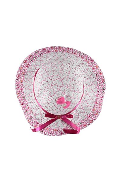 Kardelen Butik Denizli Pearled, mercerized Children's Hat (2-6 Years) (Fuchsia)