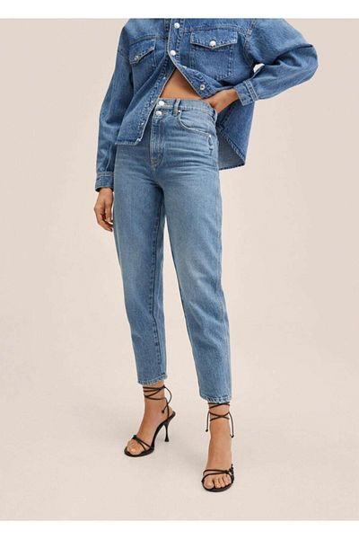 MANGO Woman Blugi conici cu talie înaltă