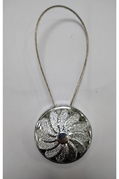 Emsal Mıknatıslı Perde Tokası Çiçek Perde Mandalı Gümüş (5 Adet)