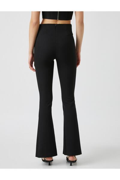 Koton Flared Leg Trousers with Slits on the Legs