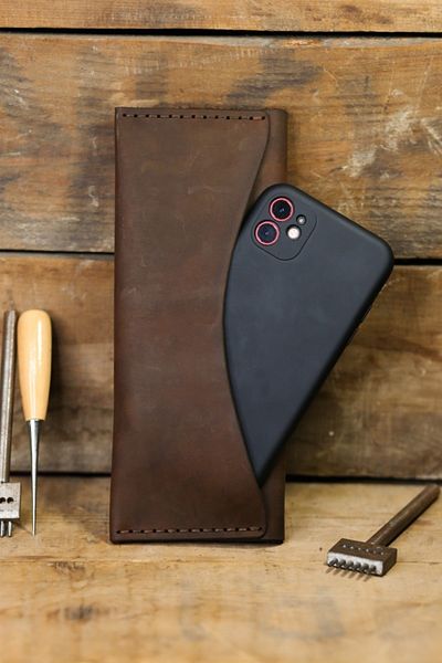 New Coast Leather 1900's Дамски кафяв, ръчно изработен кожен портфейл от естествена кожа