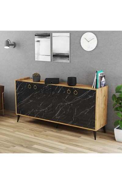 FERNISO Elit Konsol 165 Cm Mermer Yemek Odası Salon Ünite