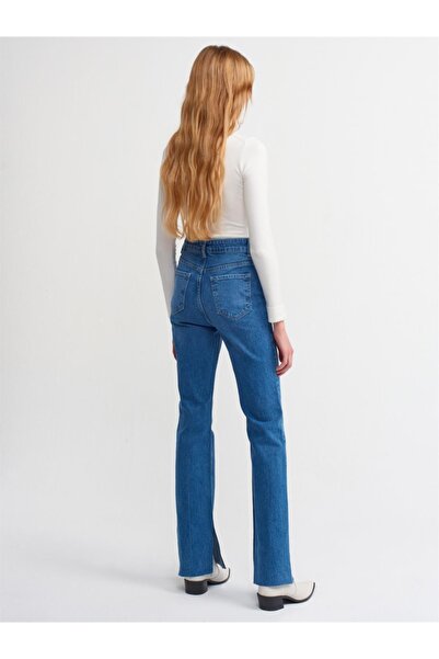 Dilvin Pantaloni Flare Blue - Design de spălare a zăpezii