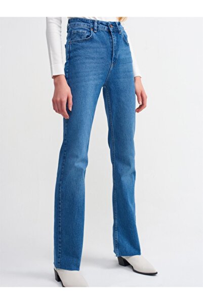 Dilvin Pantaloni Flare Blue - Design de spălare a zăpezii