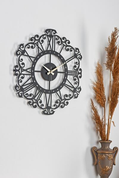 Muyika Modellato New Collection Decorative Metal Black Wall Clock 41x41 Cm Silent Movement Mds-41