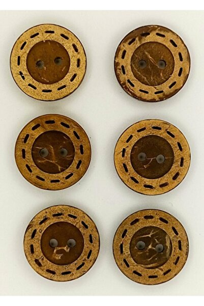 Turuncu Tuhafiye 6'lı Hindistan Cevizi Düğme Seti 1.75 Cm