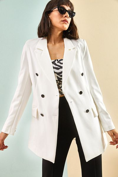 Bianco Lucci Women's Circle Buttoned Atlas Jacket