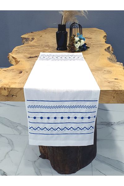 Tanem Home Autentic Model Brodat American Service Runner 40x140 Cm Alb