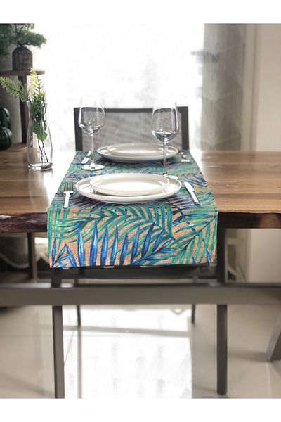 desen izmir American Service, Blue Wicker Leaf Runner