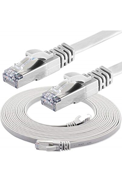 Genel Markalar CAT7 Yassı FTP Ethernet Network Lan İnternet Kablosu, Beyaz 15...
