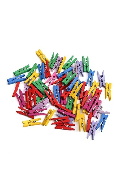 Ticon Ahşap Renkli Mandallar 25 Adet