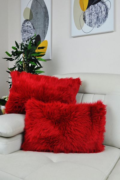 Paris Life Plush Throw Pillow Cover Rectangular - Red