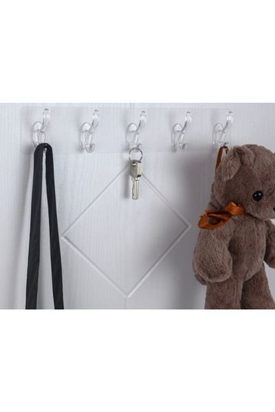 MCM GROUP One Piece Self Adhesive 5 Hooks Bathroom Kitchen Hanger