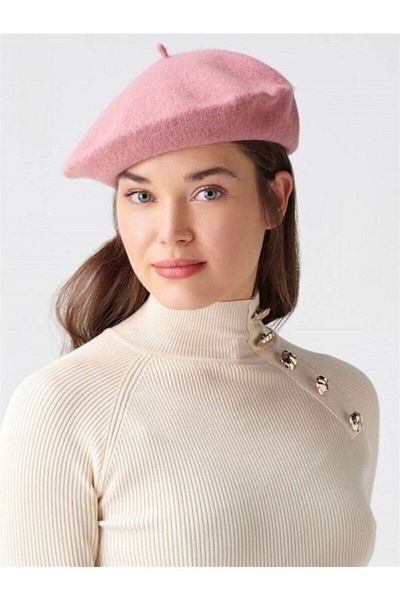 AYGÜN Pink French Painter Felt Beret - Classic Design