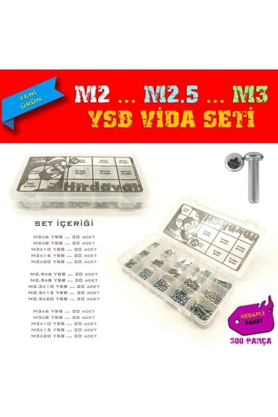 Site Hırdavat M2 M2.5 M3 Ysb Vida Seti, 300 Parça, Hesaplı Paket