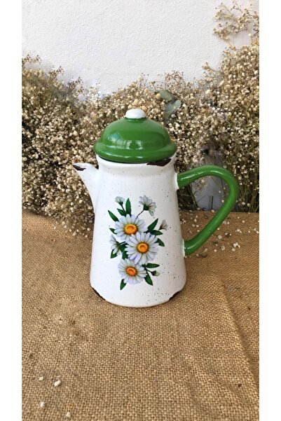 Handmadesign Kapaklı El Yapımı Seramik Sürahi - Yeşil Papatyalı Papatya Buket...