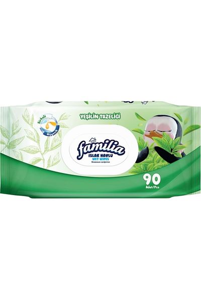 Familia Wet Towel Wipes Freshness of Green 90 Sheets Set of 12 with Plastic Cover 1080 Sheets