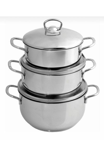 Sole Samira 3-Piece Steel Lid Pot Set 16cm, 18cm, 20cm - Free Shipping