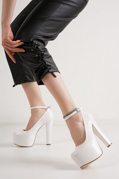 MASSOLE Platform White Patent Leather Wedding Dress New Season Stylish Handmade Domestic Production