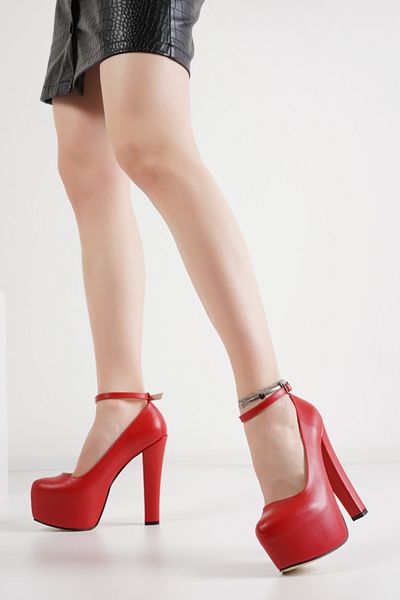 MASSOLE Platform Red Skin Leather New Season Stylish Handmade Domestic Production