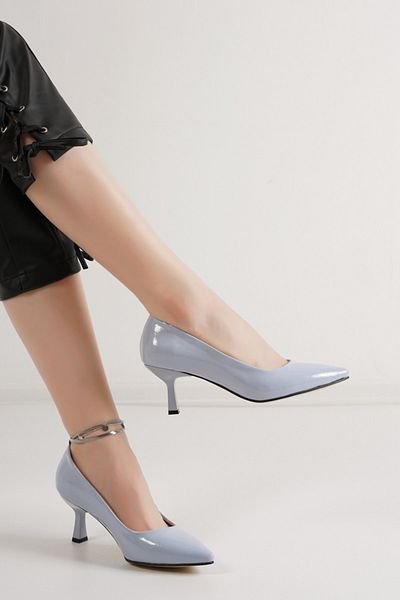 MASSOLE Stiletto Baby Blue Lac Piele Sezon Nou Zilnic Elegant Artizanat Producție internă